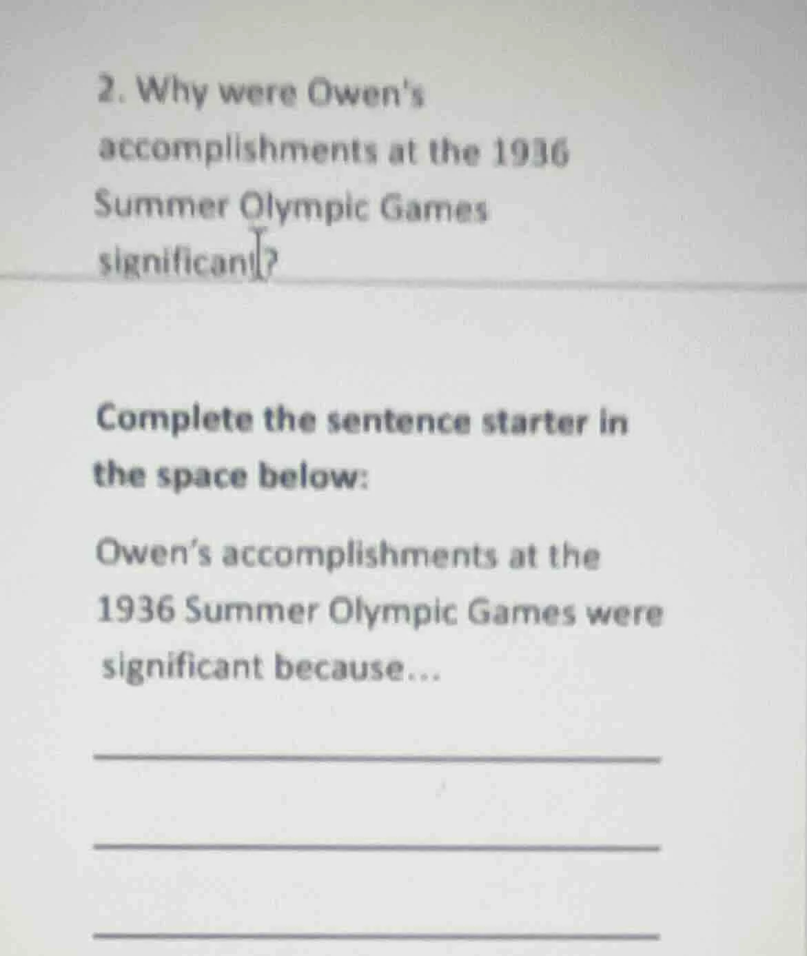 2. why were owens accomplishments at the 1936 summer olympic games sign…