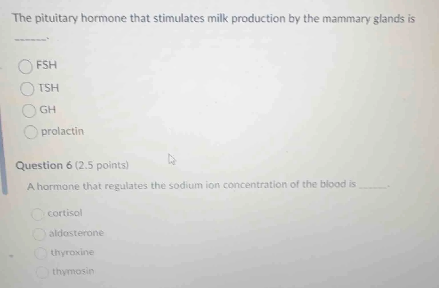 the pituitary hormone that stimulates milk production by the mammary gl…