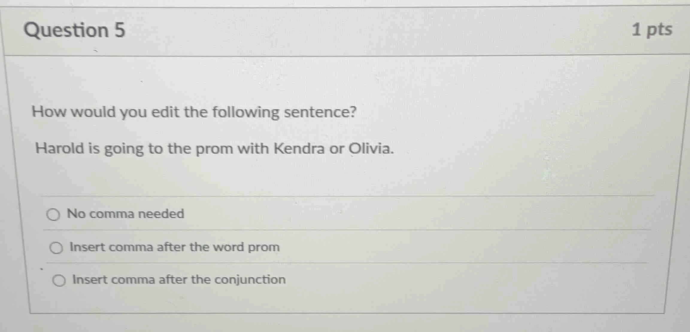 question 5 1 pts how would you edit the following sentence? harold is g…