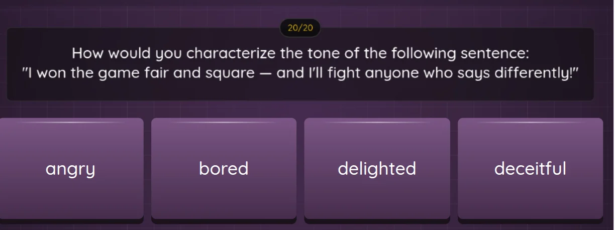 how would you characterize the tone of the following sentence: \i won t…