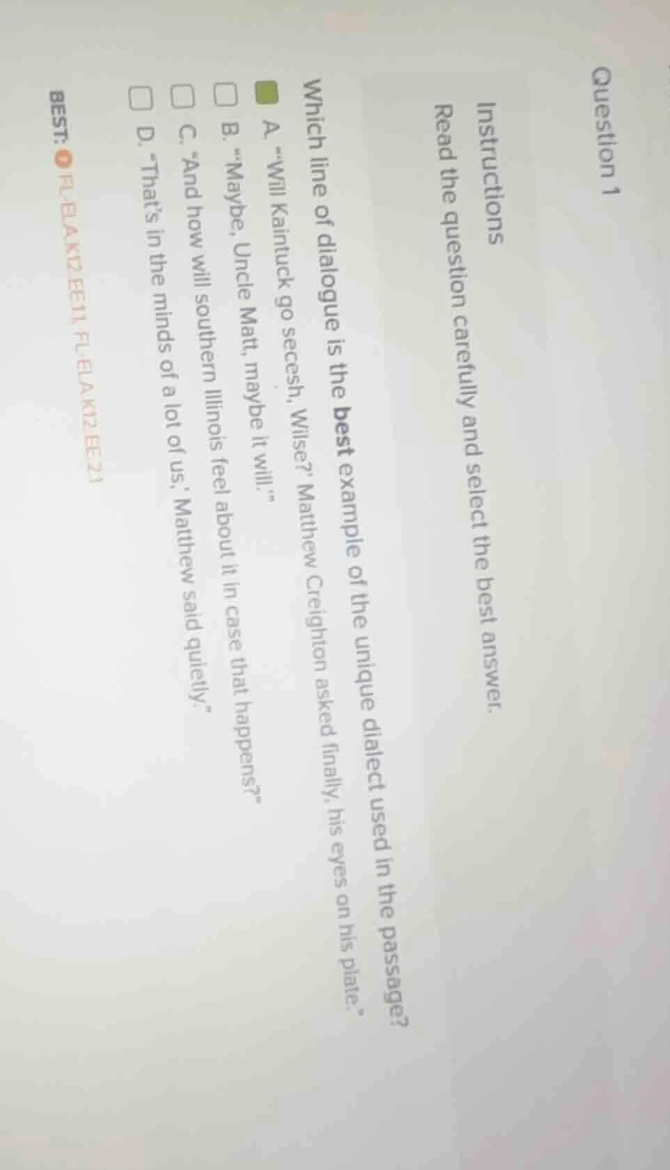 question 1 instructions read the question carefully and select the best…