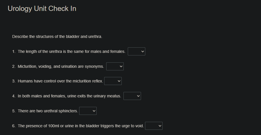 urology unit check in describe the structures of the bladder and urethr…