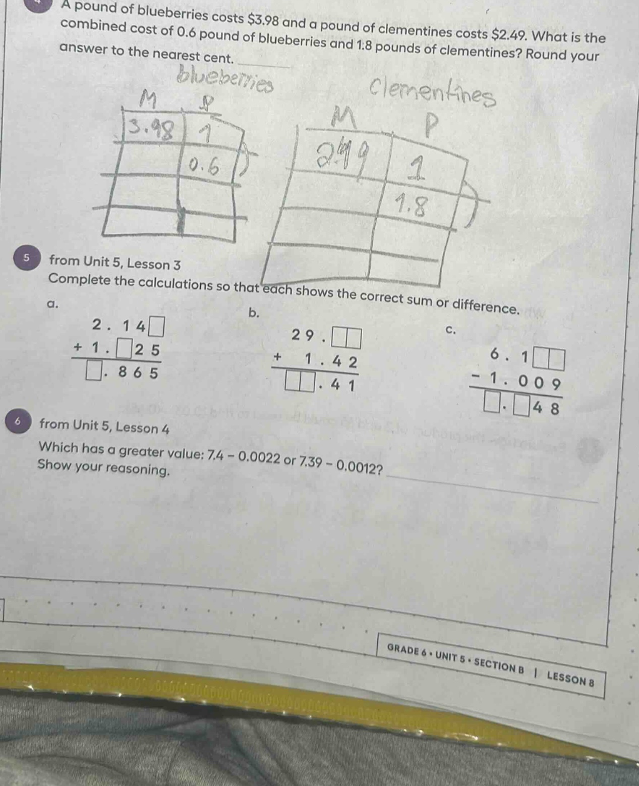 4 a pound of blueberries costs $3.98 and a pound of clementines costs $…