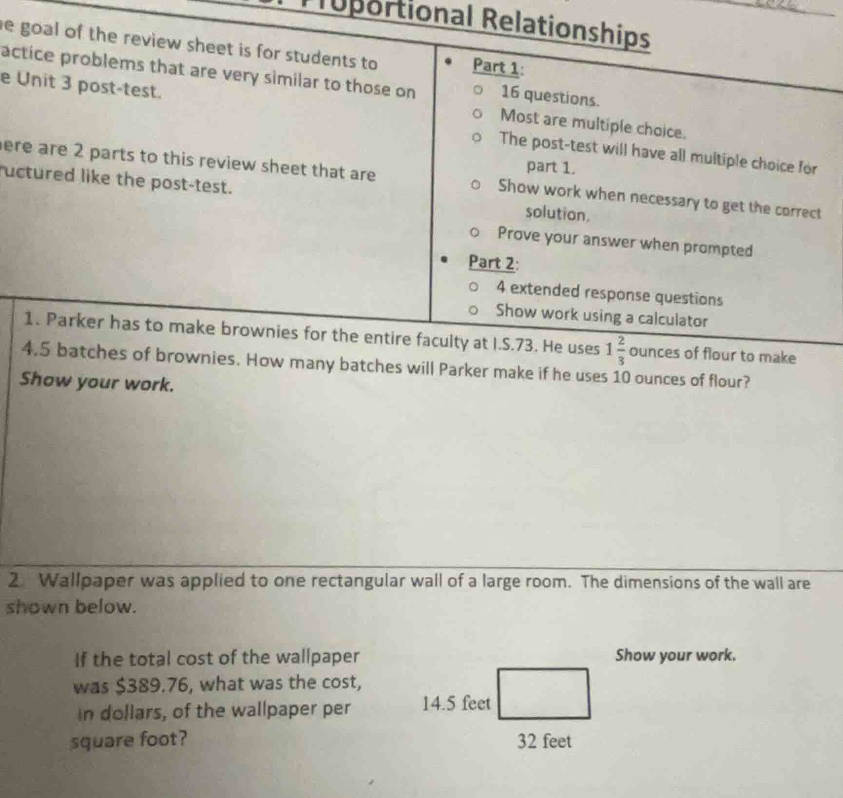 proportional relationships e goal of the review sheet is for students t…