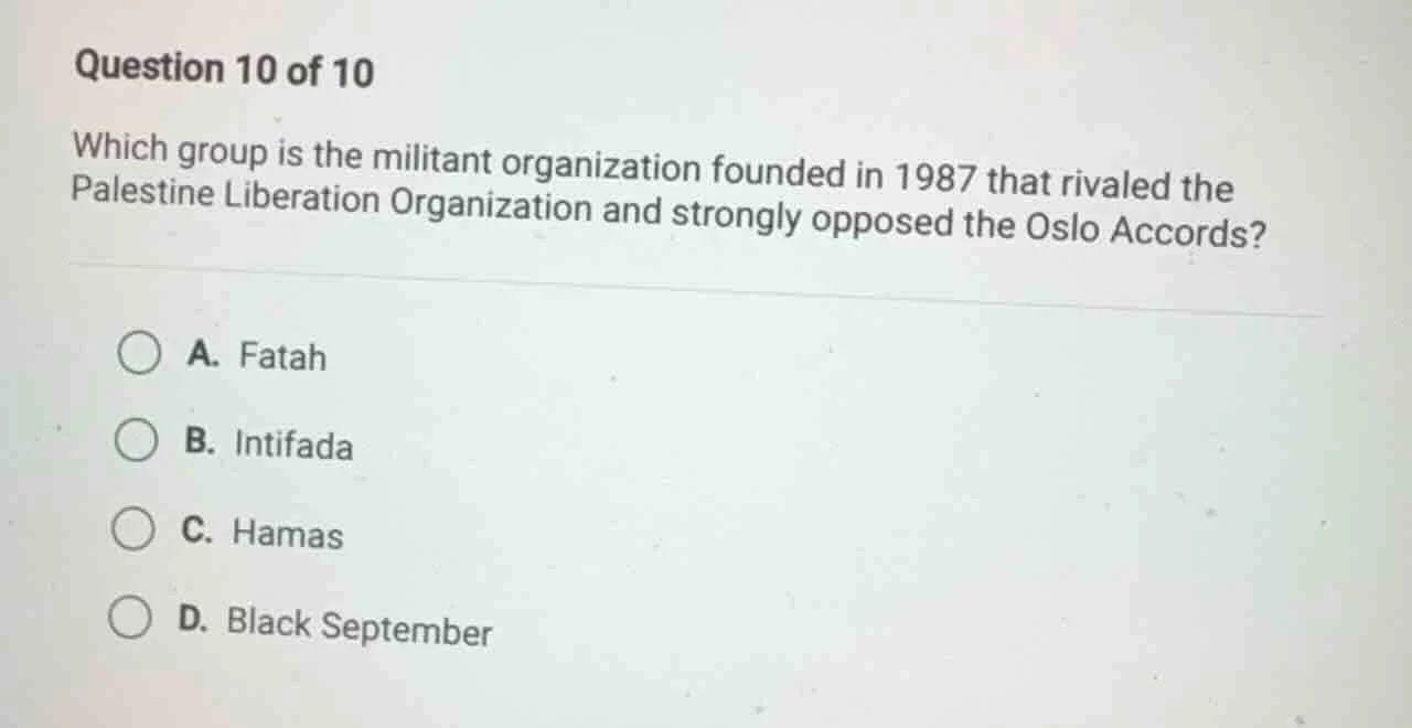 question 10 of 10 which group is the militant organization founded in 1…