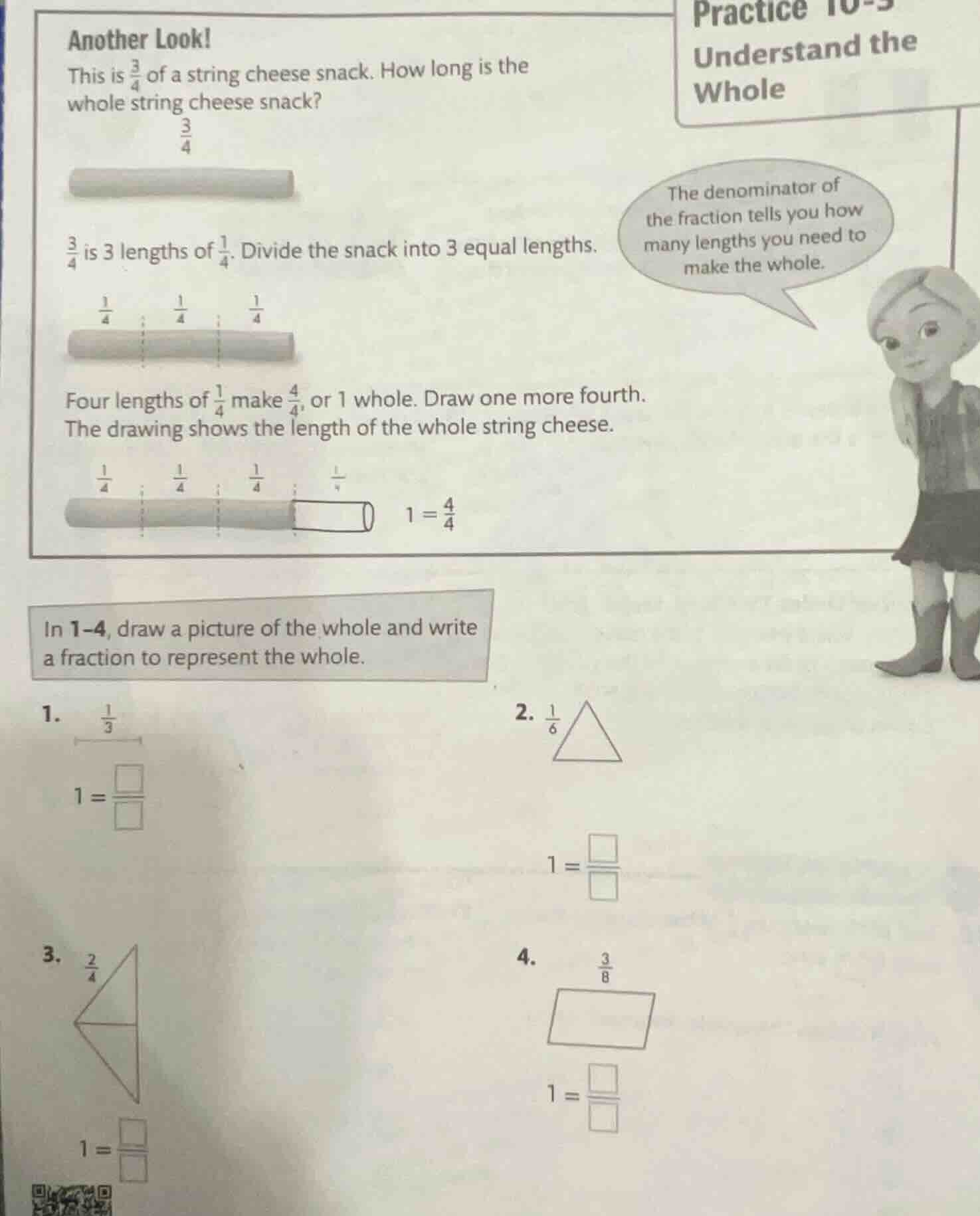 another look! this is \\(\\frac{3}{4}\\) of a string cheese snack. how …