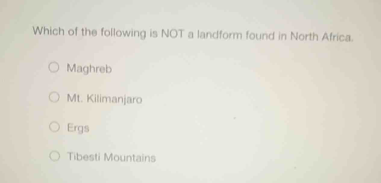 which of the following is not a landform found in north africa. maghreb…