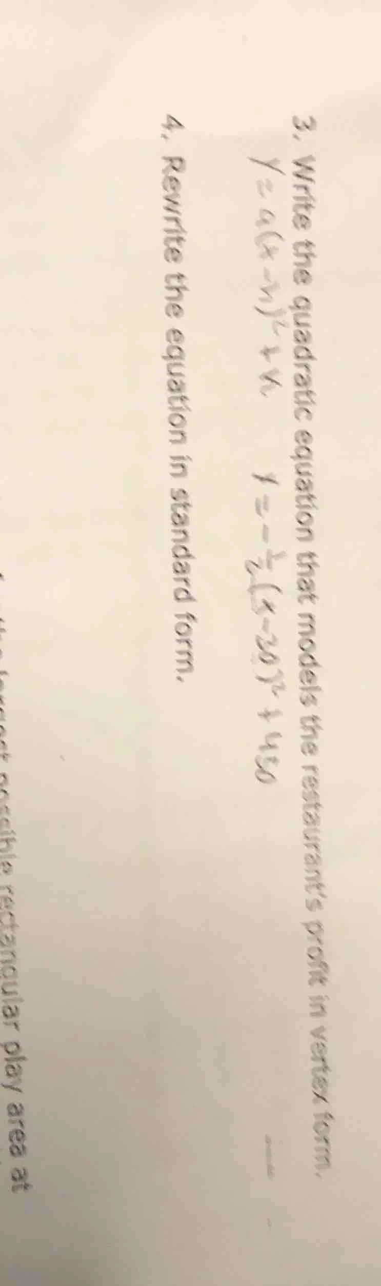 3. write the quadratic equation that models the restaurants profit in v…