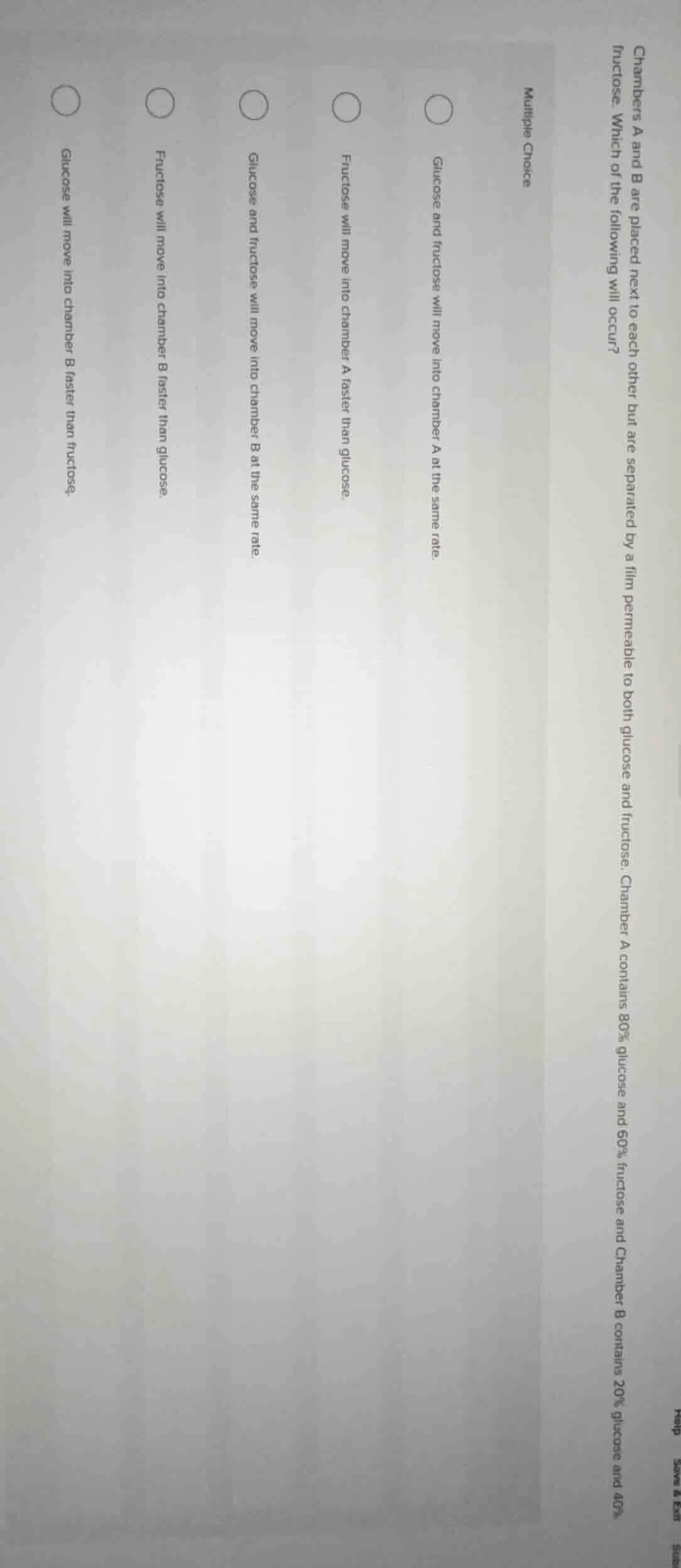 chambers a and b are placed next to each other but are separated by a f…