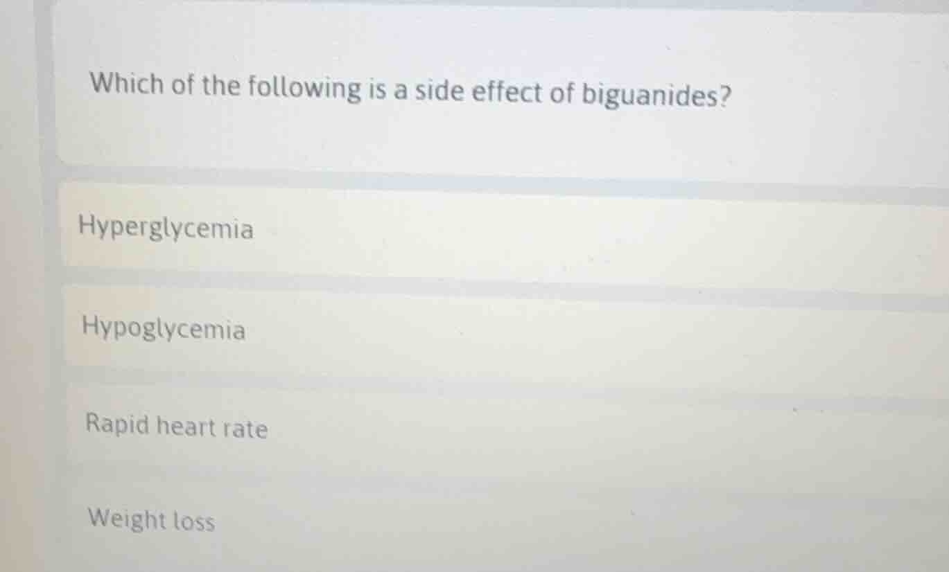which of the following is a side effect of biguanides? hyperglycemia hy…