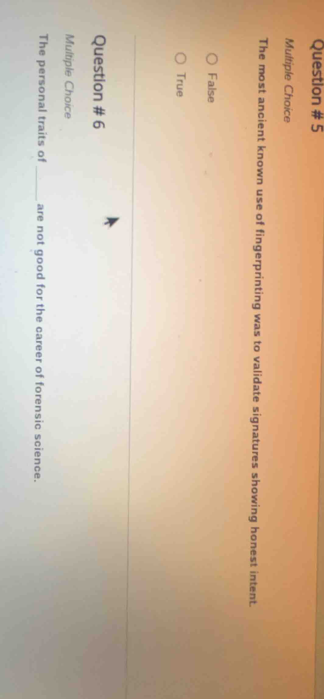 question #5 multiple choice the most ancient known use of fingerprintin…