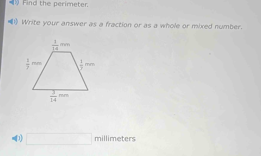 find the perimeter. write your answer as a fraction or as a whole or mi…