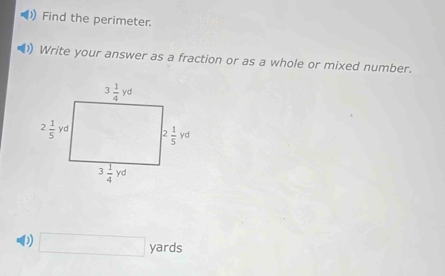 find the perimeter. write your answer as a fraction or as a whole or mi…