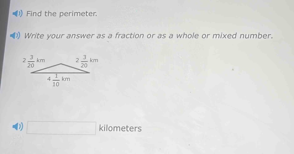 find the perimeter. write your answer as a fraction or as a whole or mi…