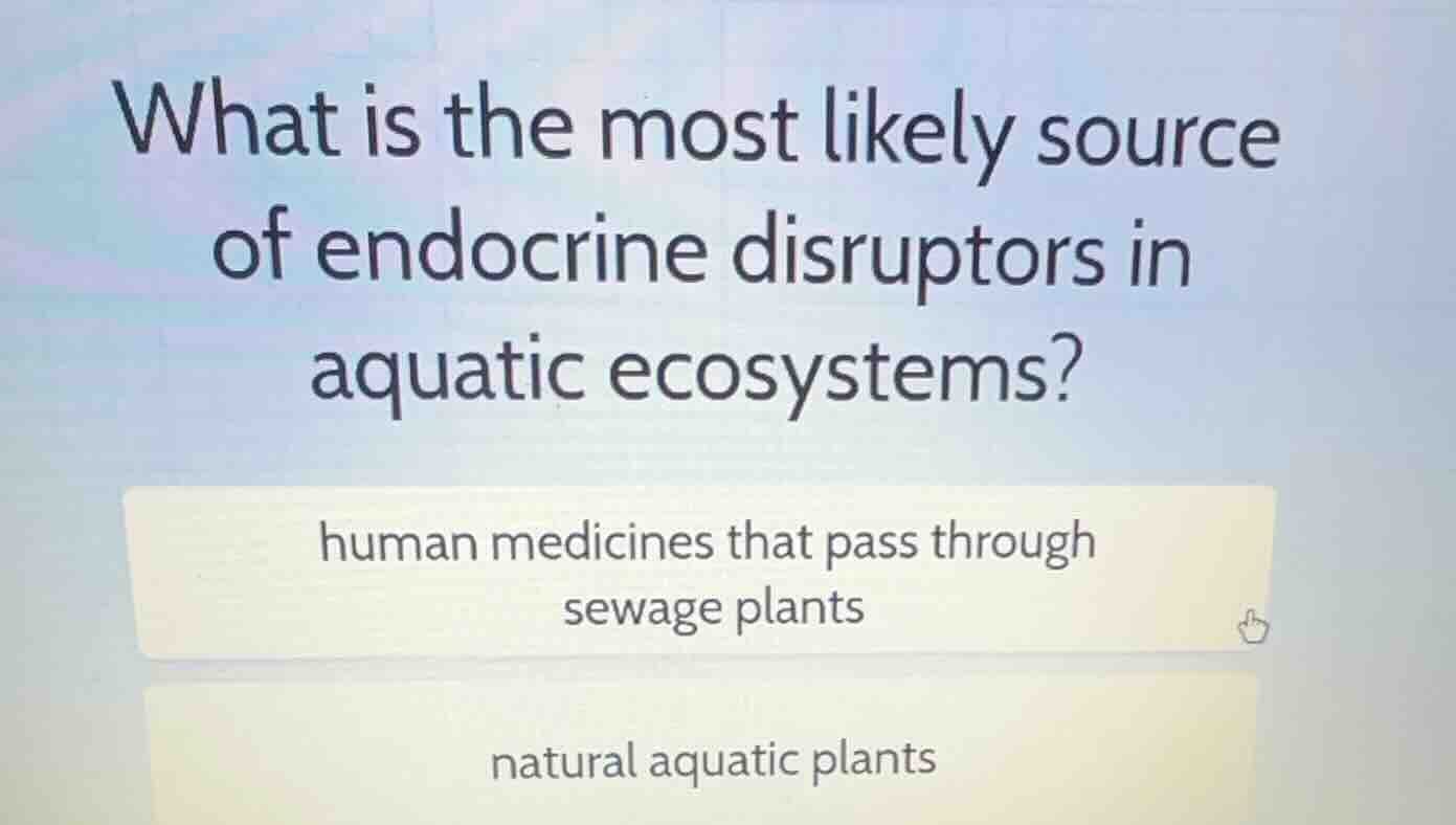 what is the most likely source of endocrine disruptors in aquatic ecosy…