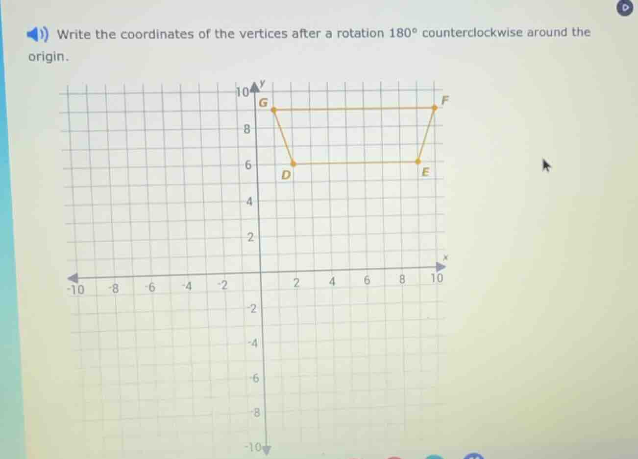 write the coordinates of the vertices after a rotation 180° countercloc…