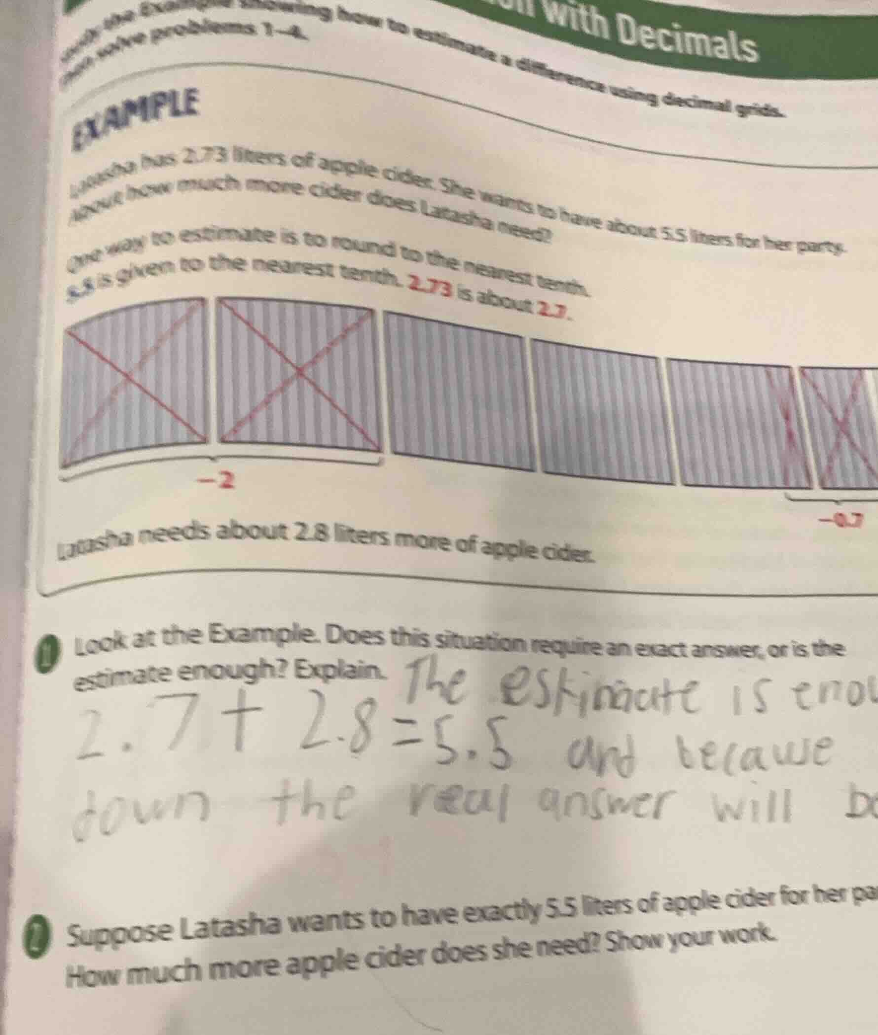 with decimals study the example showing how to estimate a difference us…