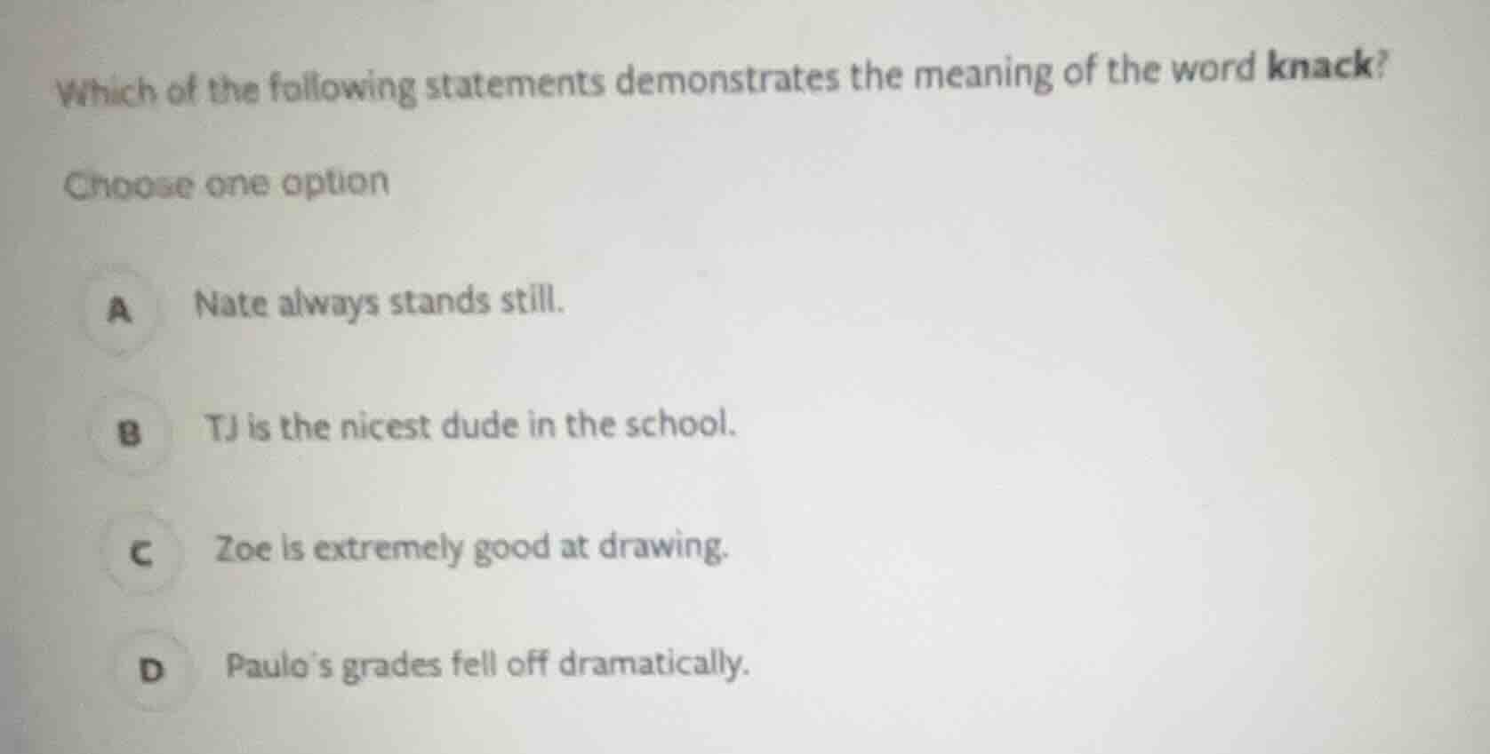 which of the following statements demonstrates the meaning of the word …