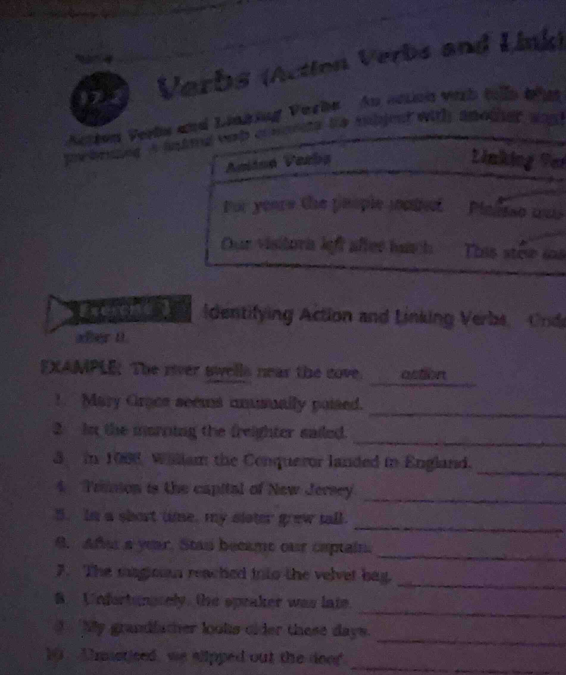 verbs (action verbs and linki action verbs and linking verbs an action …