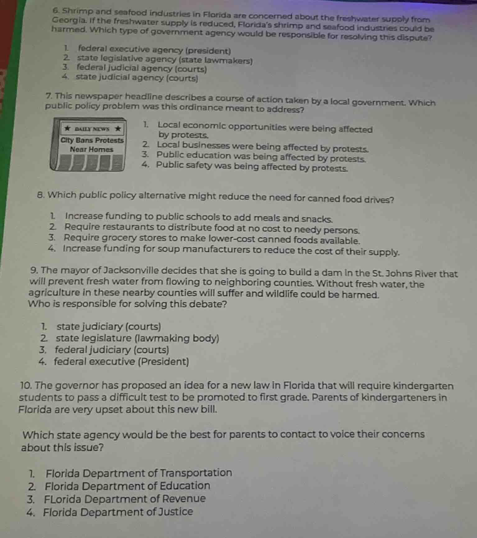 6. shrimp and seafood industries in florida are concerned about the fre…