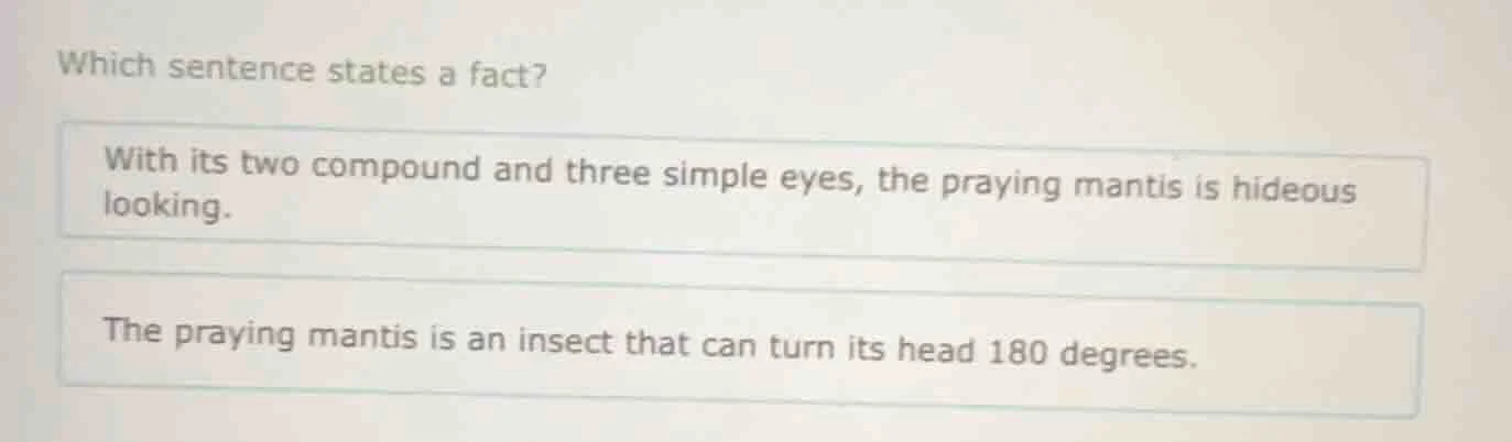 which sentence states a fact? with its two compound and three simple ey…