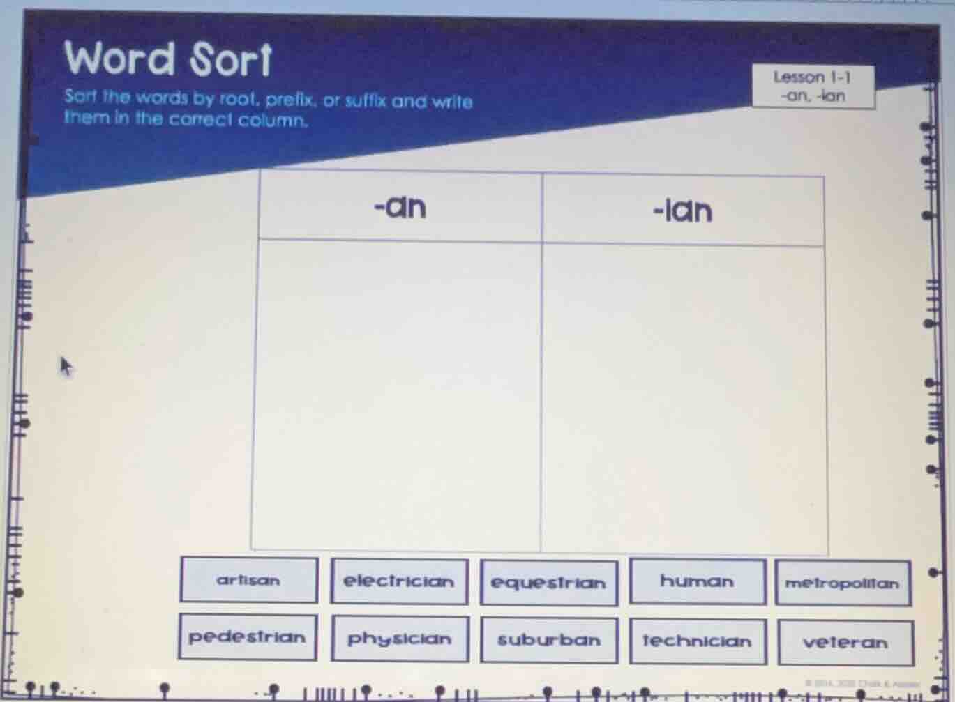 word sort sort the words by root, prefix, or suffix and write them in t…