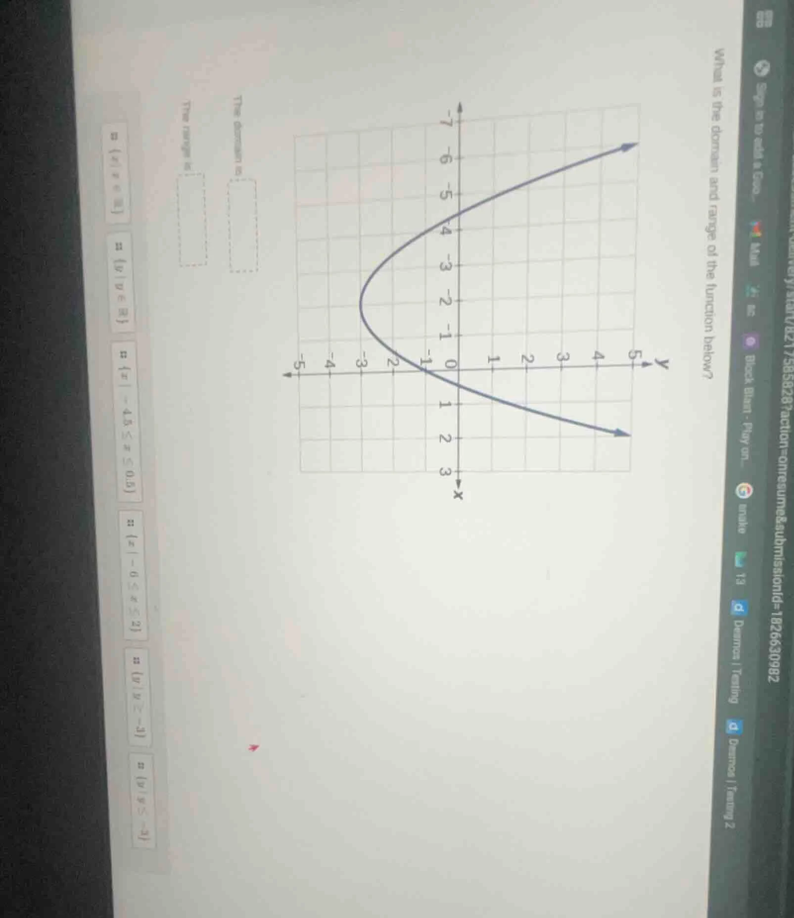 what is the domain and range of the function below? the domain is the r…