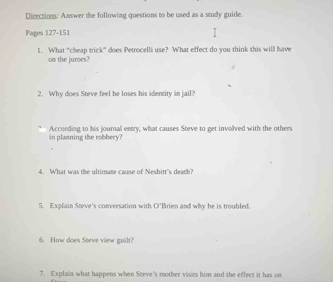 directions: answer the following questions to be used as a study guide.…