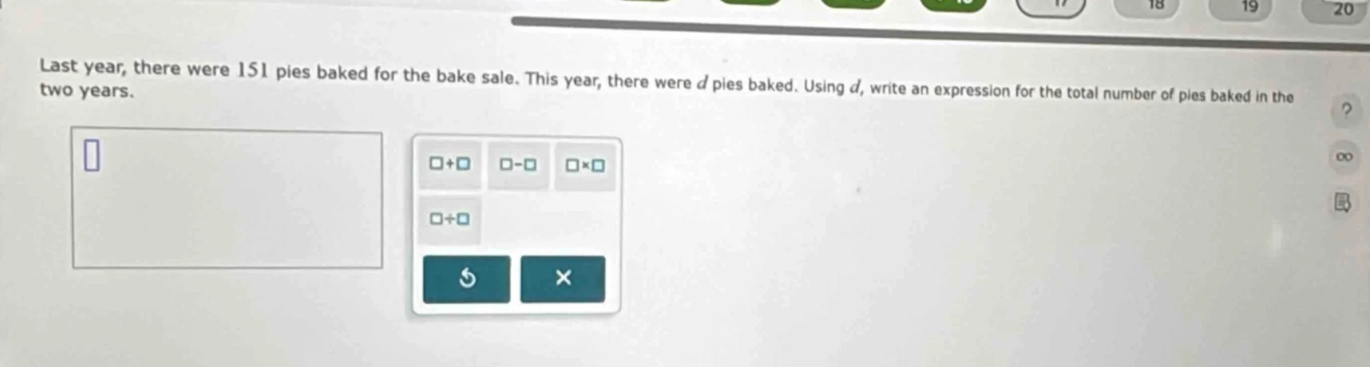 last year, there were 151 pies baked for the bake sale. this year, ther…