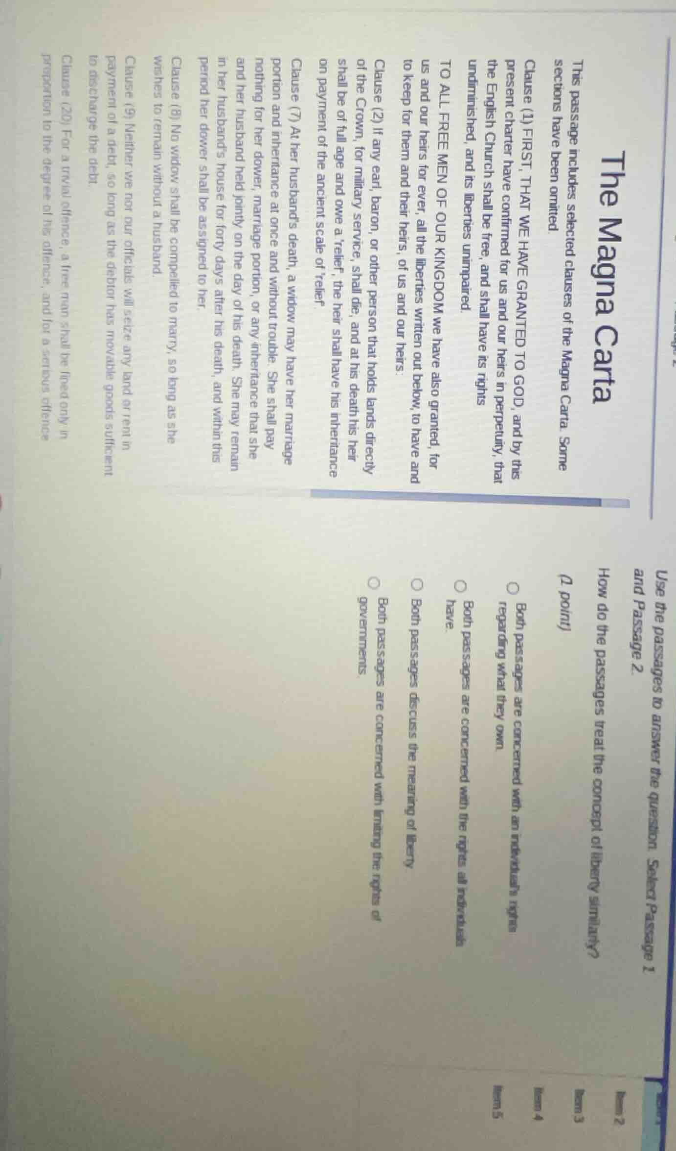 the magna carta this passage includes selected clauses of the magna car…
