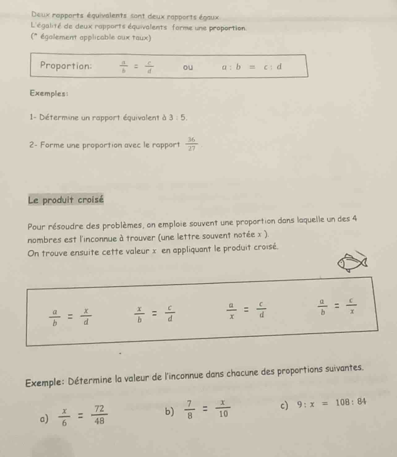 deux rapports équivalents sont deux rapports égaux. légalité de deux ra…