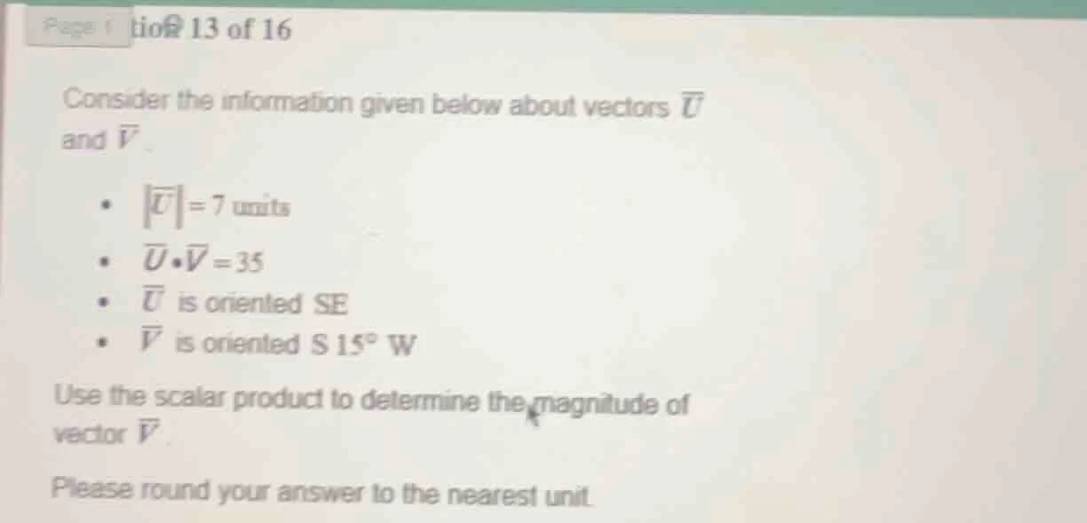 question 13 of 16 consider the information given below about vectors \\…