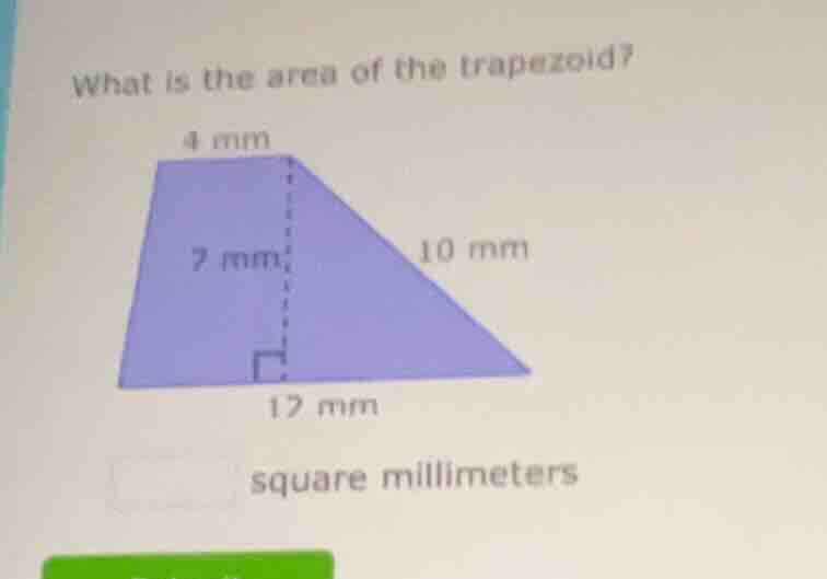 what is the area of the trapezoid? 4 mm 7 mm 10 mm 12 mm square millime…