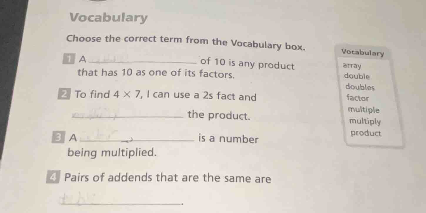 vocabulary choose the correct term from the vocabulary box. 1 a _______…
