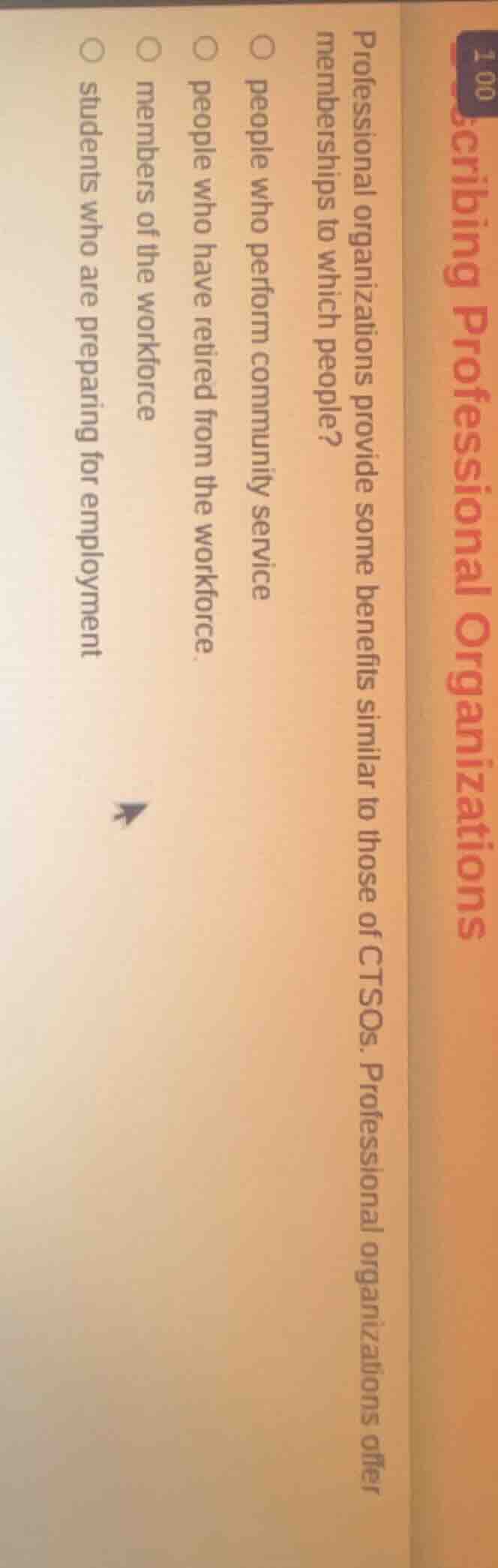 professional organizations provide some benefits similar to those of ct…