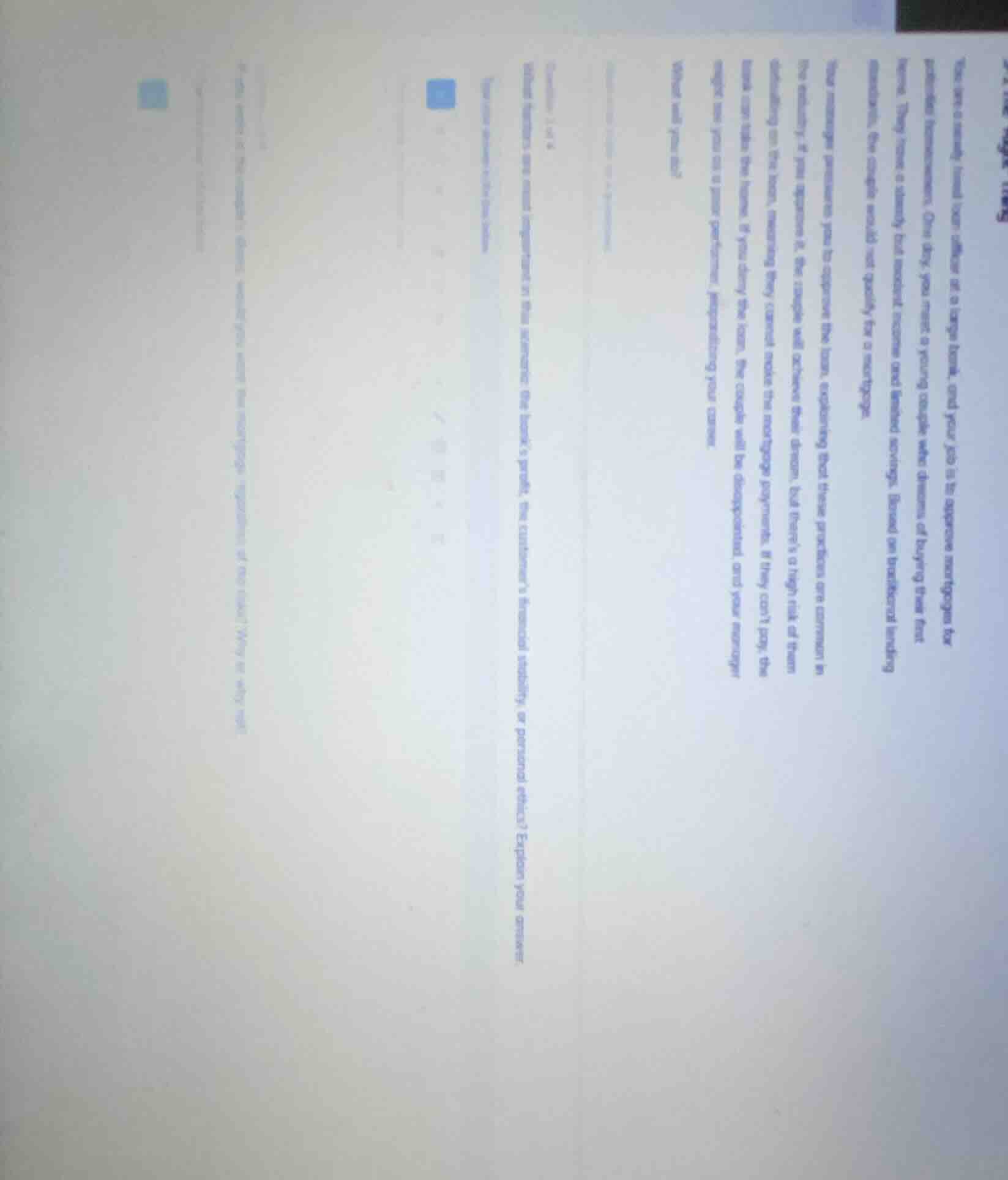 you are a newly hired loan officer at a large bank, and your job is to …