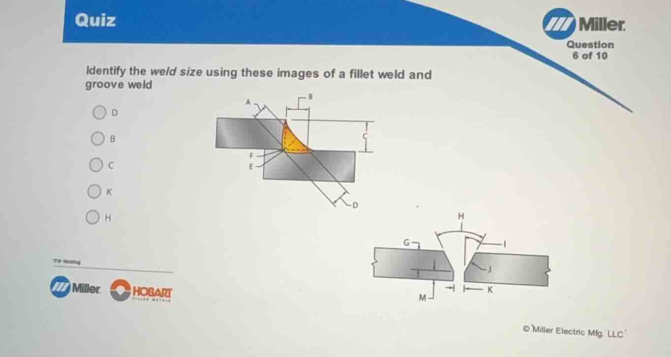 quiz identify the weld size using these images of a fillet weld and gro…