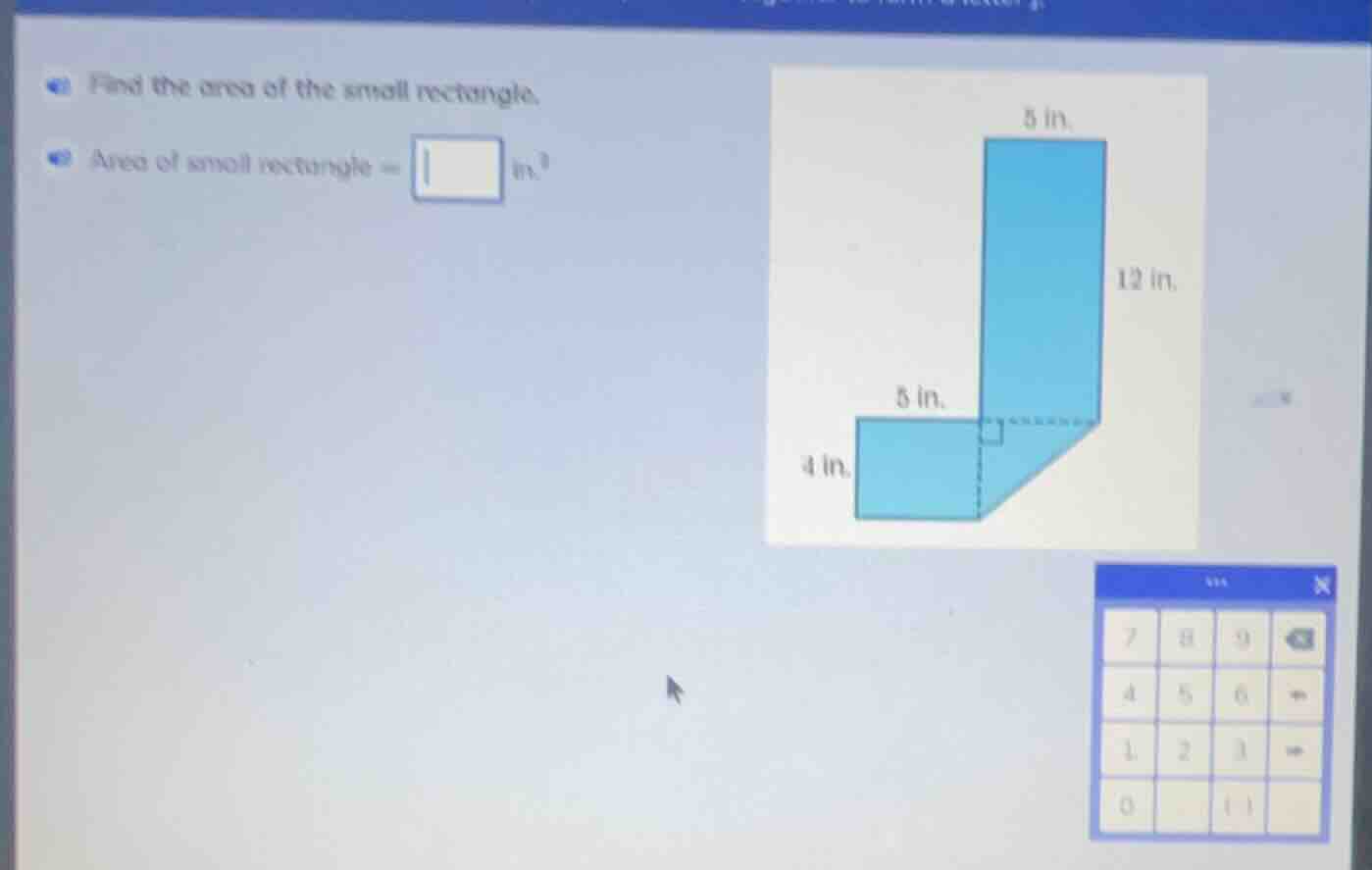 find the area of the small rectangle. area of small rectangle = \\squar…