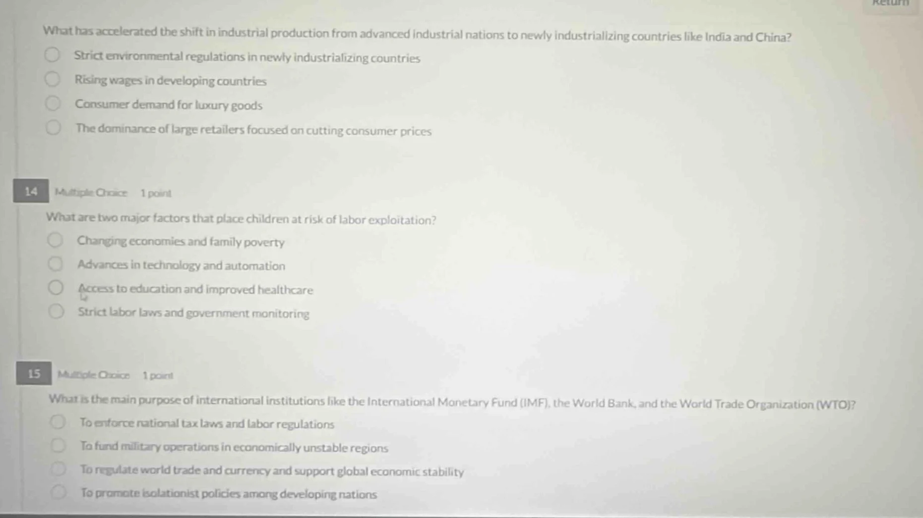 what has accelerated the shift in industrial production from advanced i…
