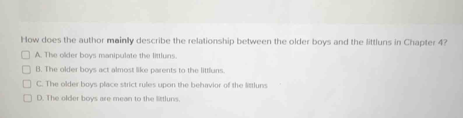 how does the author mainly describe the relationship between the older …