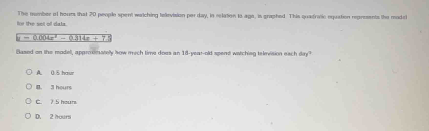 the number of hours that 20 people spent watching television per day, i…