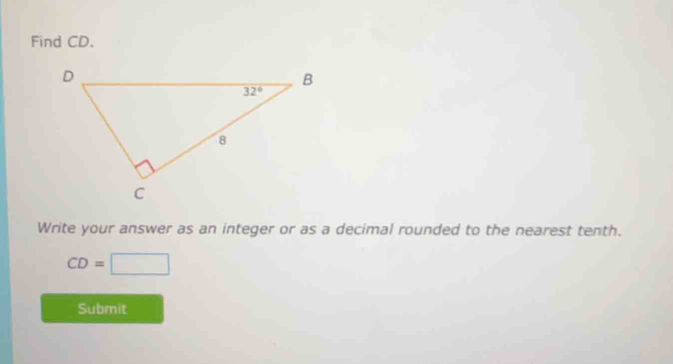 find cd. write your answer as an integer or as a decimal rounded to the…