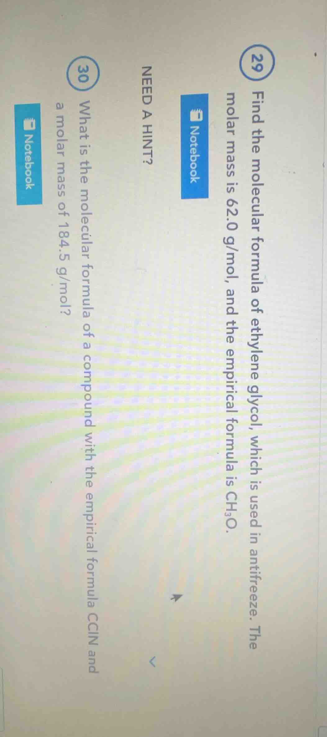 29 find the molecular formula of ethylene glycol, which is used in anti…