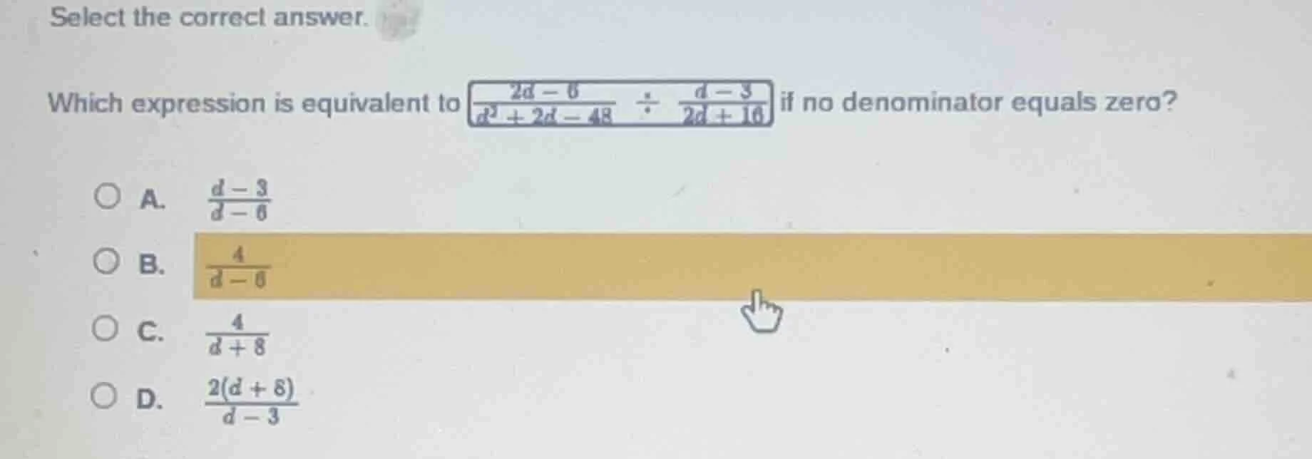 select the correct answer. which expression is equivalent to \\(\frac{2…