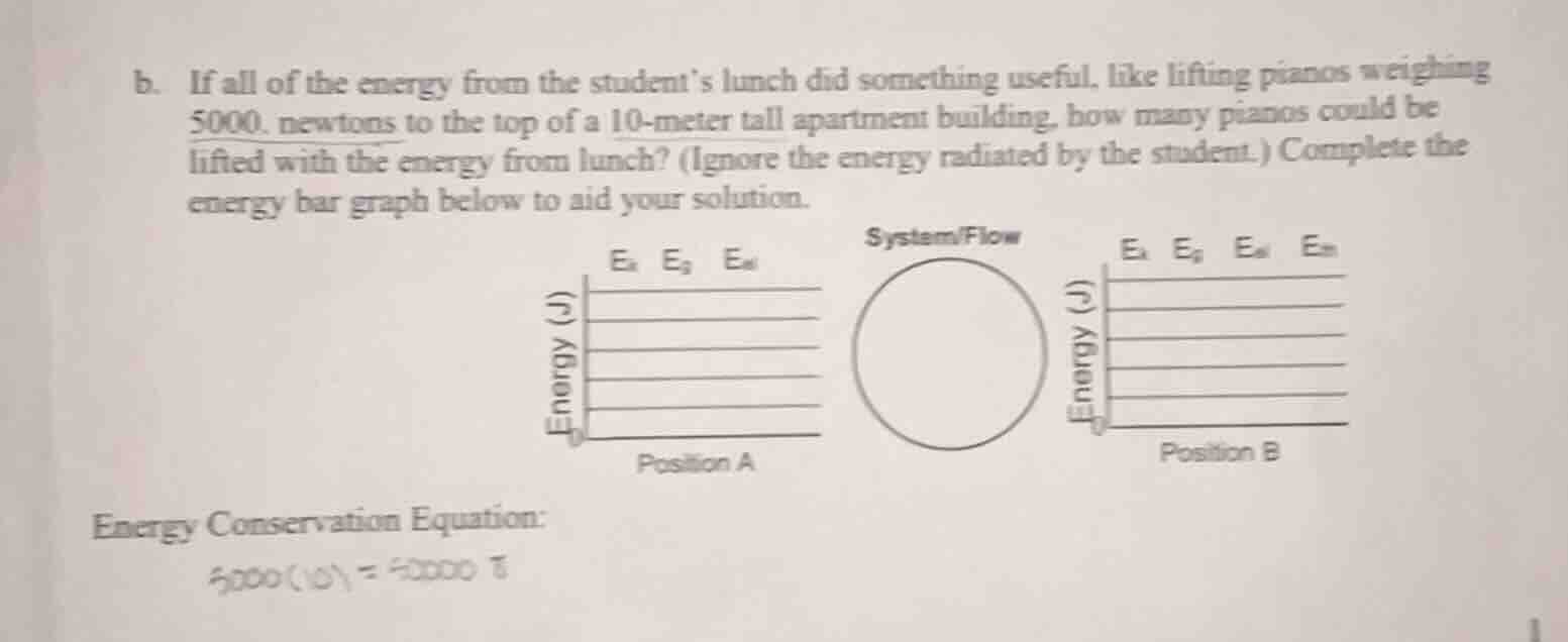 b. if all of the energy from the student’s lunch did something useful, …