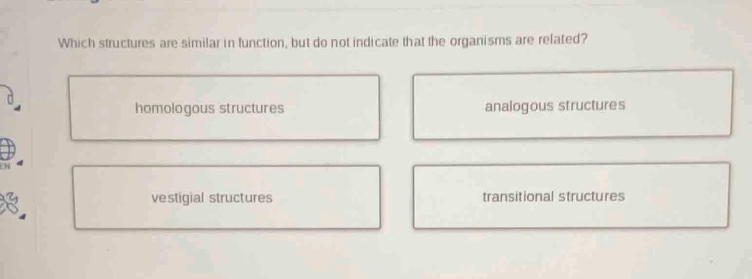 which structures are similar in function, but do not indicate that the …