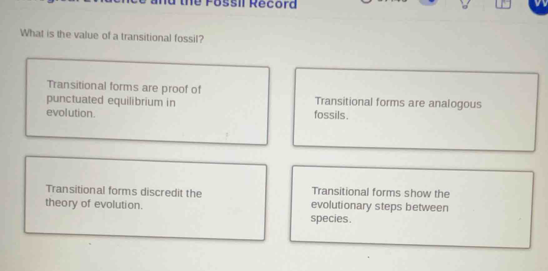 what is the value of a transitional fossil? transitional forms are proo…