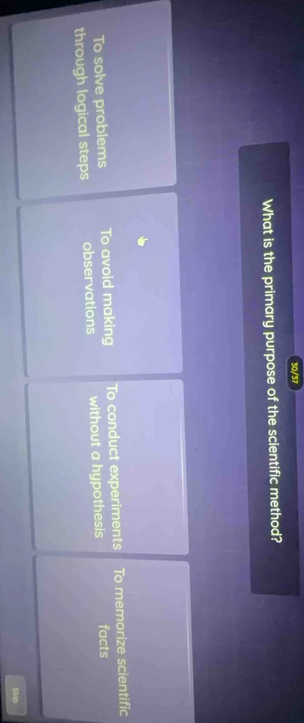 what is the primary purpose of the scientific method? to solve problems…