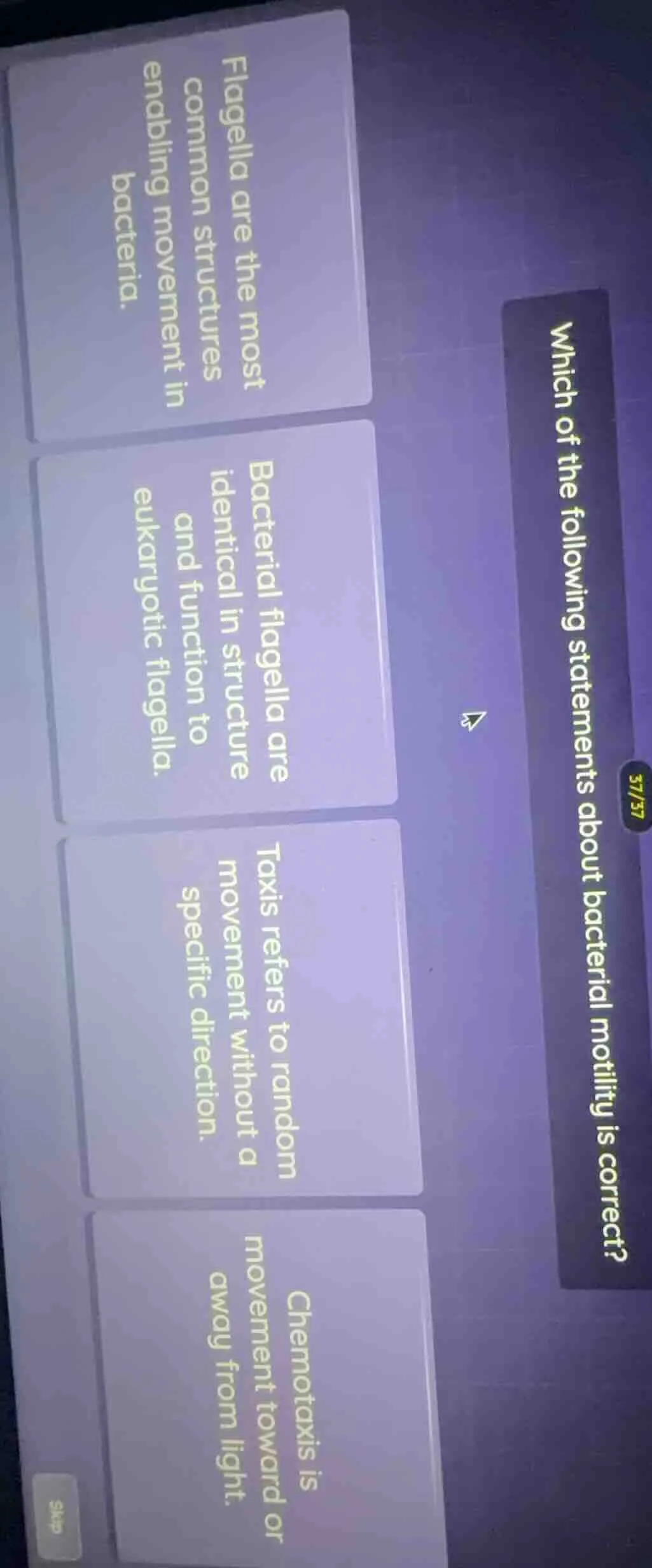 which of the following statements about bacterial motility is correct? …