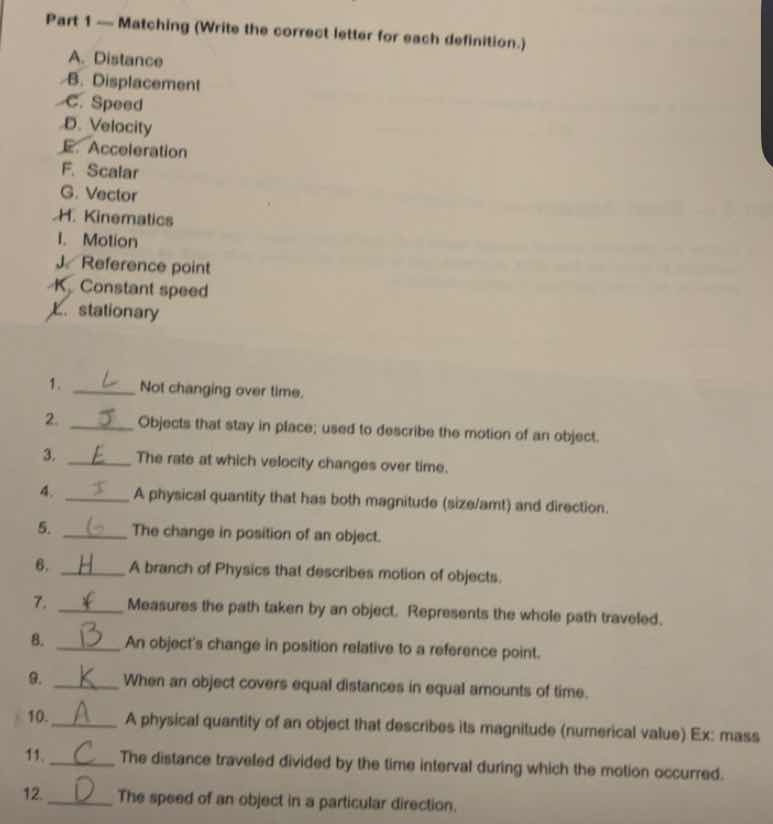 part 1 — matching (write the correct letter for each definition.) a. di…